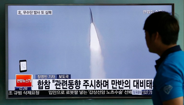 North Korea has failed in all four previous attempts to launch the Musudan, according to Pentagon officials. (AP Photo/Lee Jin-man)