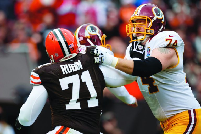 Rick Osentoski/AP
Redskins right tackle Tyler Polumbus has not practiced since suffering a concussion against the Browns two weeks ago.