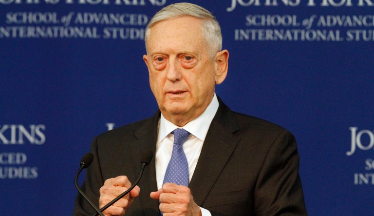 Defense Secretary Jim Mattis speaks about the National Defense Review. China's expanding military and an increasingly aggressive Russia are among the U.S. military's top national security priorities, the Pentagon said Friday. (AP Photo/Jacquelyn Martin)