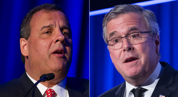 Among 2016 GOP candidates with no or little Washington elected experience are former Florida Gov. Jeb Bush, right, and New Jersey Gov. Chris Christie. AP Photos