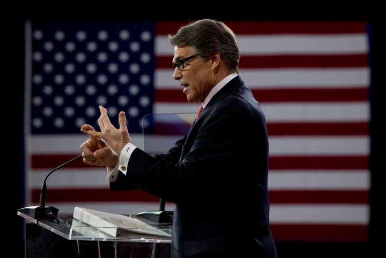 Former Texas Gov. Rick Perry speaks during the Conservative Political Action Conference (CPAC) in National Harbor, Md., Friday, Feb. 27, 2015. (AP Photo/Carolyn Kaster)