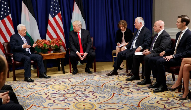 The Trump administration is threatening to close the Palestine Liberation Organization's mission in Washington, D.C. (AP Photo/Evan Vucci)