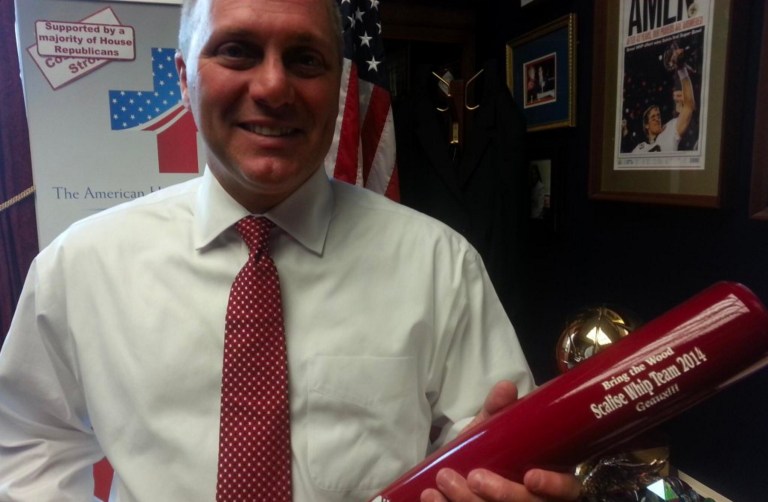 He won't get a chance to bring it this year, sadly, but Scalise is expected to make a full recovery. (@TimAlberta/Twitter)