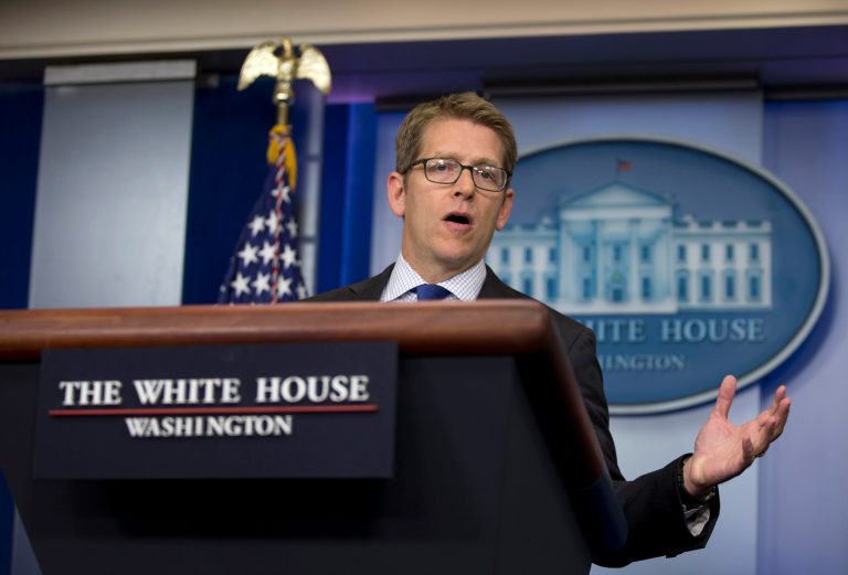 White House press secretary Jay Carney speaks during the daily news briefing at the White House in Washington on Wednesday. (AP Photo/Carolyn Kaster)