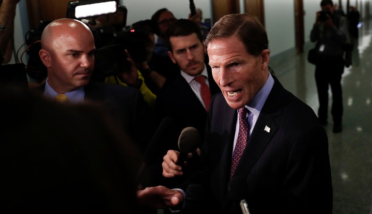 Richard Blumenthal, a Democratic senator from Connecticut who is leading a lawsuit against President Donald Trump, denies that his family's investment in the Empire State Building puts him in a similar legal position. (AP Photo/Carolyn Kaster)