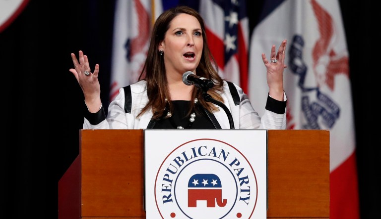 The Republican National Committee, headed by Ronna Romney McDaniel, ended October with $42.5 million in the bank and no debt. (AP Photo/Charlie Neibergall)