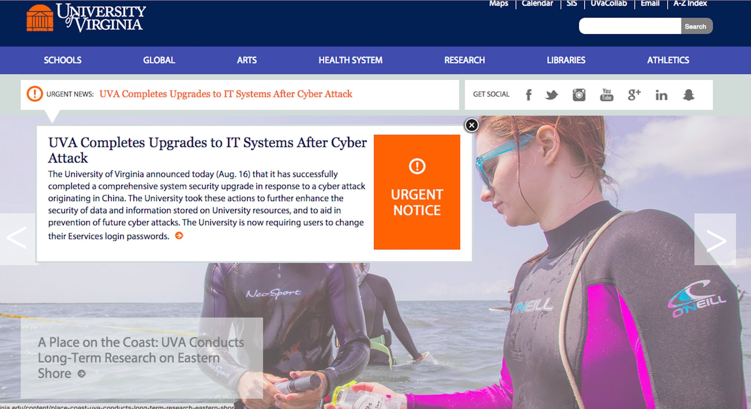 UVA site back online after Chinese hack