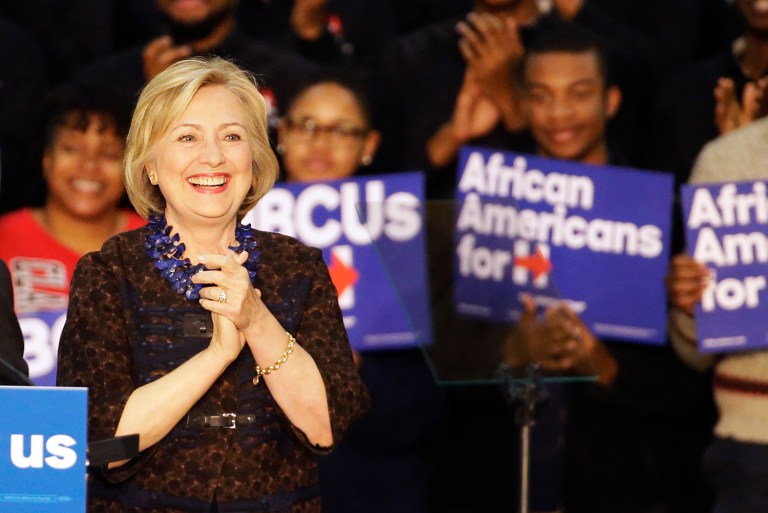 When broken down, Clinton has robust black support, with 84 percent to 6 percent favoring her over Trump. (AP Photo/David Goldman)