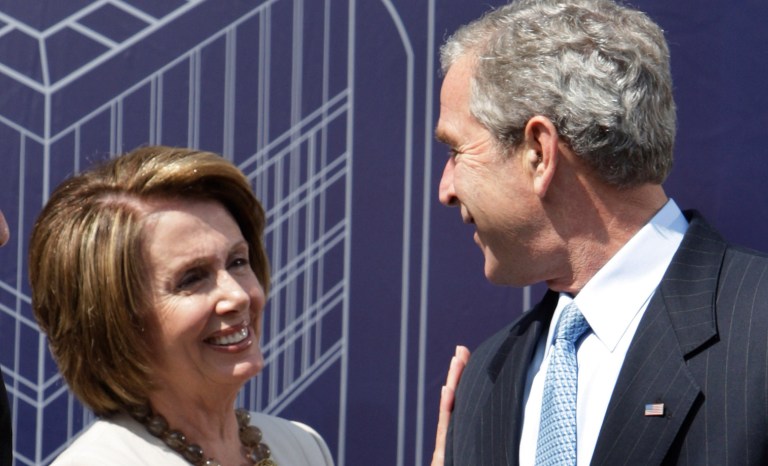 House Minority Leader Nancy Pelosi, D-Calif., called former President George W. Bush one of the best presidents — on immigration at least. (AP Photo/Ron Edmonds)