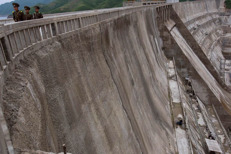   The Huichon No. 2 Power Station dams the Chongchon River in Huichon, North Korea on Thursday, June 14, 2012. North Korean officials said the massive hydroelectric power plant unveiled two months ago now has the capacity to provide Pyongyang with half its energy needs. (AP Photo/David Guttenfelder)  