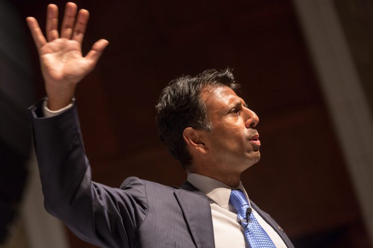 Louisiana Gov. Bobby Jindal speaks at the Freedom Summit on May 9, 2015 in Greenville, S.C. Jindal joined eleven other potential candidates in addressing the event hosted by conservative group Citizens United. (Photo by Richard Ellis/Getty Images)