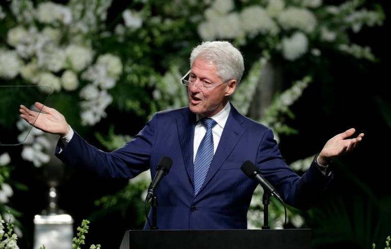 Former President Bill Clinton eulogized boxer Muhammad Ali at Friday night memorial service. (AP Photo/David Goldman)
