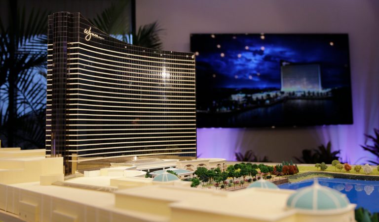 A site model of casino mogul Steve Wynn's Boston casino complex in March 2016. Massachusetts gaming regulators are reviewing claims by former employees and others that Wynn made unwanted sexual advances over a period of years. (AP Photo/Charles Krupa)