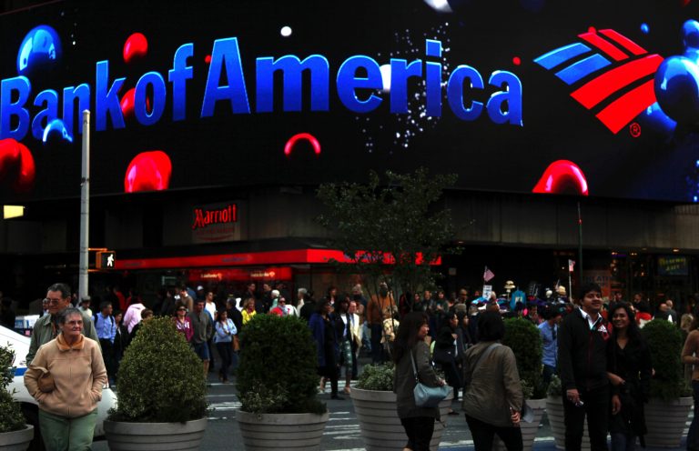 In this May 6, 2012, file photo, a Bank of America sign is displayed in New York's Times Square. (AP Photo/CX Matiash, File)