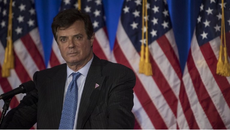 Paul Manafort, former Trump campaign chairman, was charged with conspiracy against the U.S., one of the first people charged in the broad investigation into Russian meddling with the U.S. election. (Victor Blue/Bloomberg)