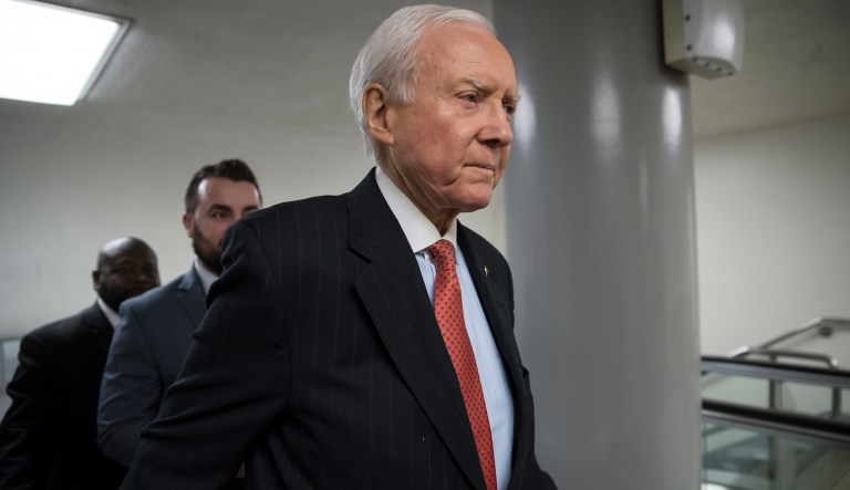 Sen. Orrin Hatch, R-Utah, had only been told that there was an attempt to undercut Rob Porter concerning his marriages when he wrote the first statement. (AP Photo/J. Scott Applewhite)