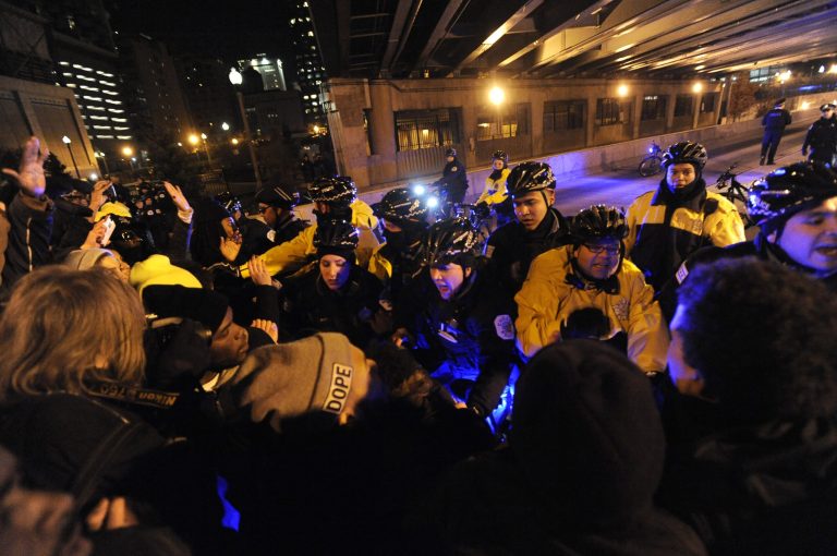 Since the video of Laquan McDonald's death was released Wednesday, the city has erupted into protests as the police officer in question is being charged for first degree murder. (AP Photo)