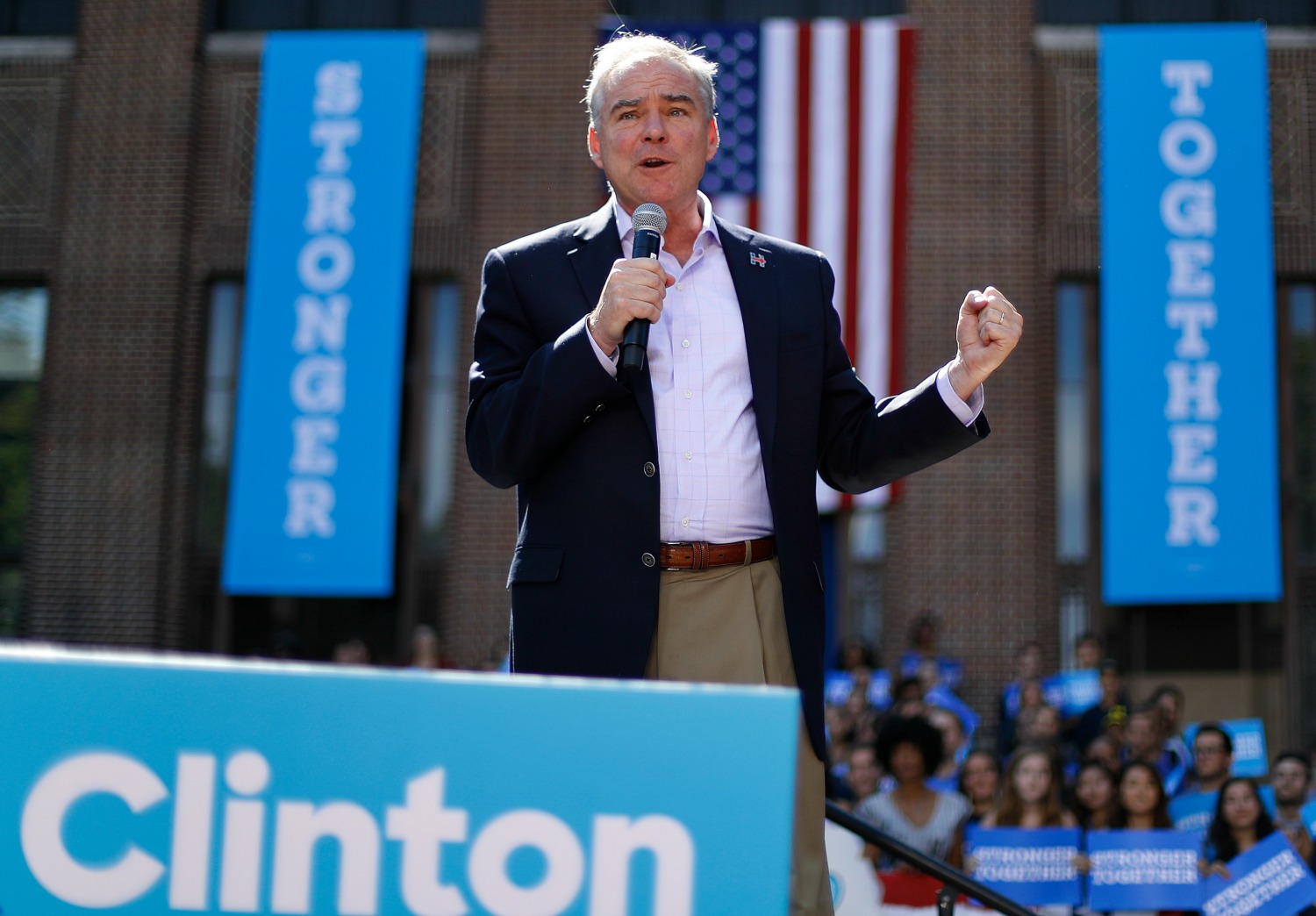 In Texas, Kaine casts Trump as anti-woman