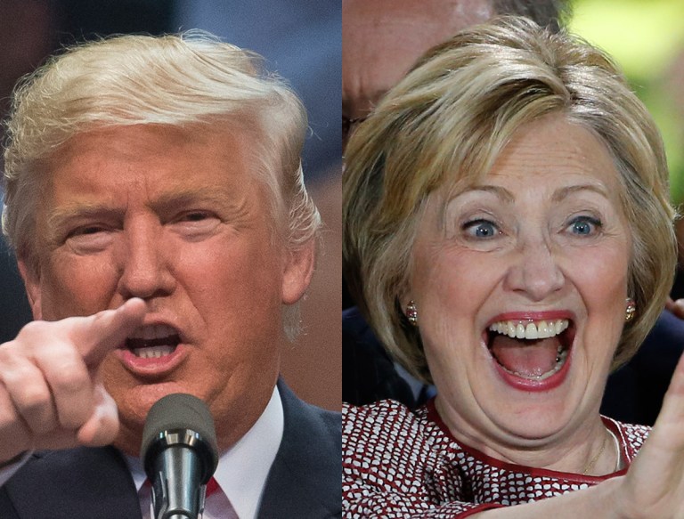 Donald Trump and Hillary Clinton both have to contend with some weak positives and formidable negatives. (AP Photos)