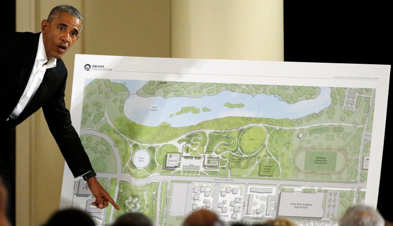 The Obama Foundation originally said it would house a presidential library on the property and vowed to have the National Archives oversee the facility because of its placement on public land. But that's no longer the case, and some are balking at the change in plans. (AP Photo/Nam Y. Huh)