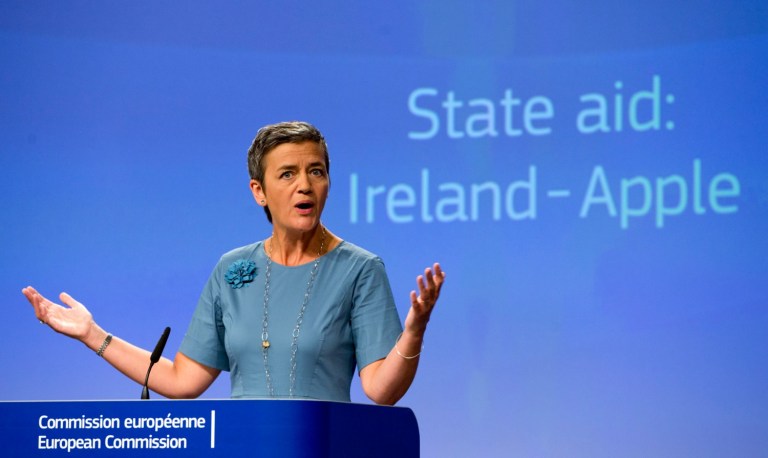 European Commissioner for Competition Margrethe Vestager, the official responsible for the European Commission's decision to require Apple to pay $14.5 billion in back taxes to Ireland, met with top tax-writing lawmakers in Washington this week to discuss that and other cases in which Europe is investigating if U.S. companies got sweetheart deals from specific governments. (AP Photo/Virginia Mayo)