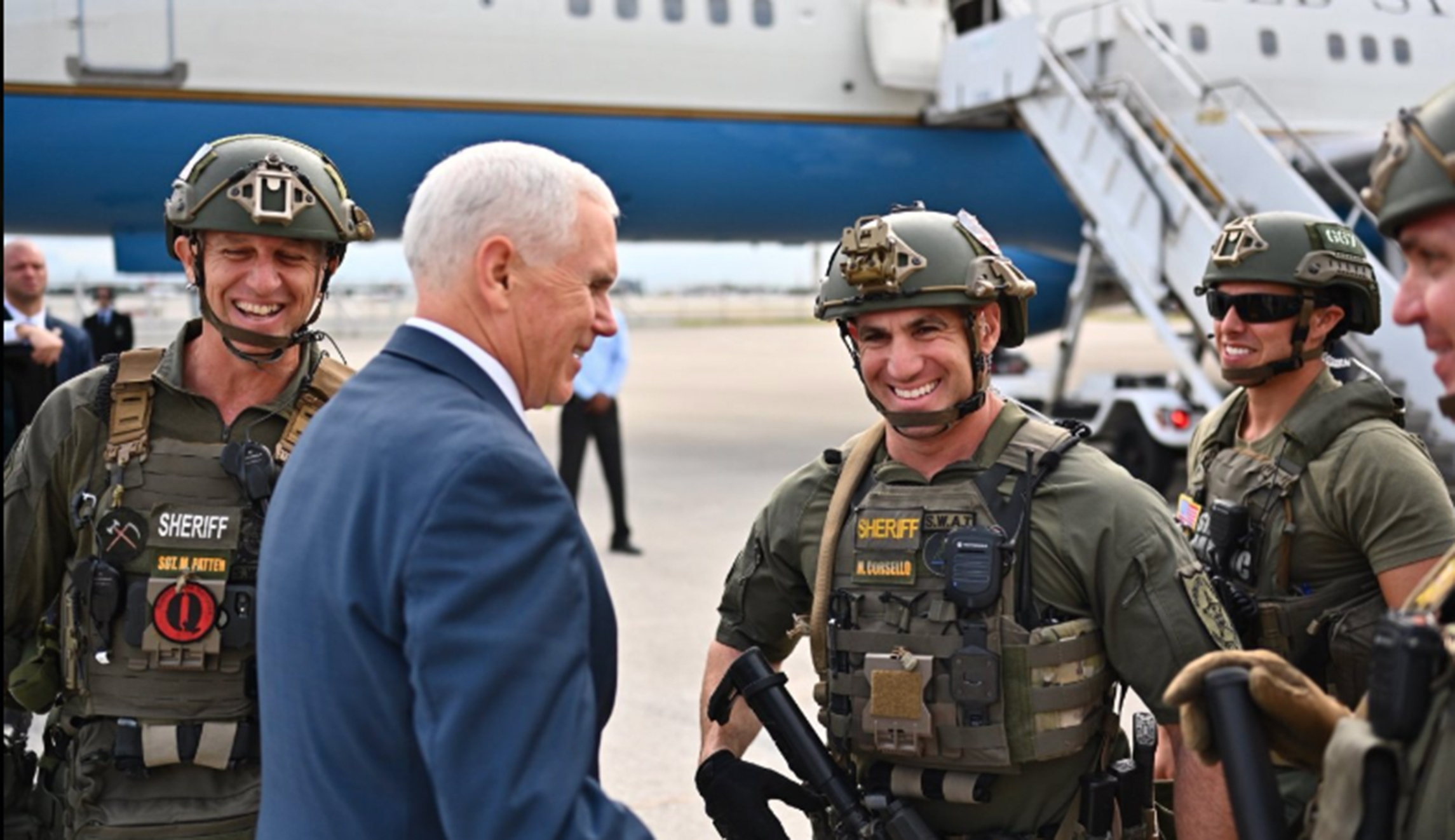 Mike Pence deletes Twitter photo with law enforcement officer wearing ‘QAnon’ patch, reposts other pictures
