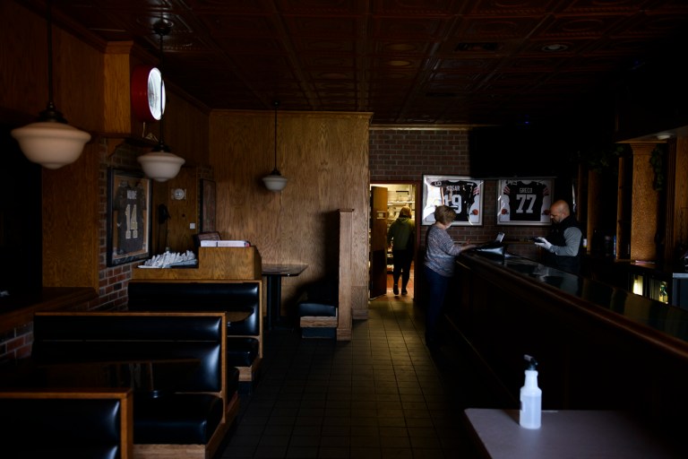 Joe Cassesse, owner of the MVR, orders food from the distributor in Youngstown, Ohio on April 22. 