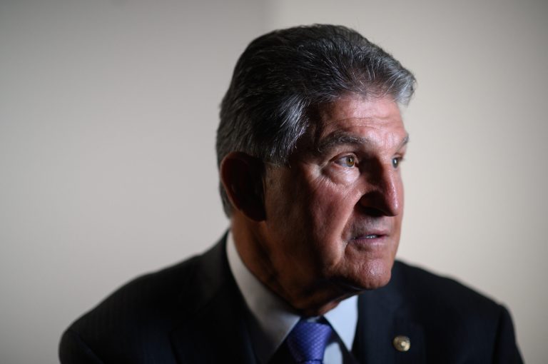 Senator Joe Manchin is photographed prior to attending a roundtable discussion at the Morgantown Area Economic Partnership on  June 22 in Morgantown, W.Va. 