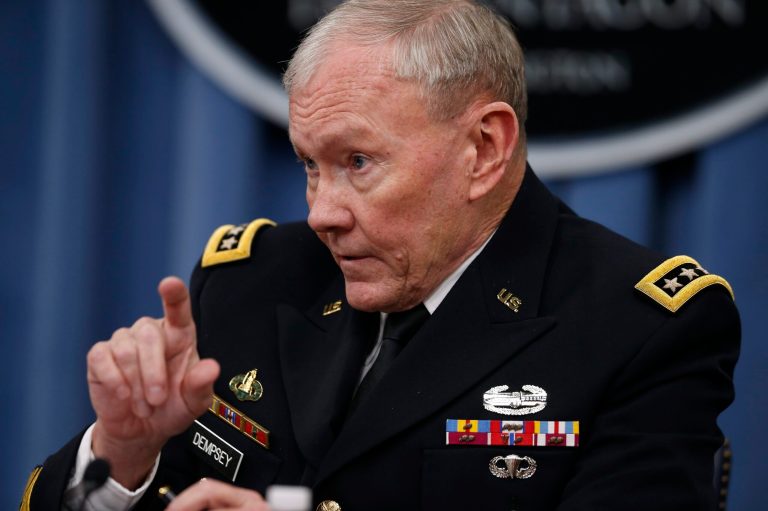 Gen. Martin Dempsey, chairman of the Joint Chiefs of Staff, told a closed session of a House Armed Services subcommittee in October that the military cannot kill the terrorists who attacked the State Department and CIA compounds in Benghazi, Libya, because Congress has not authorized the use of force against those terrorists. (AP/Charles Dharapak)