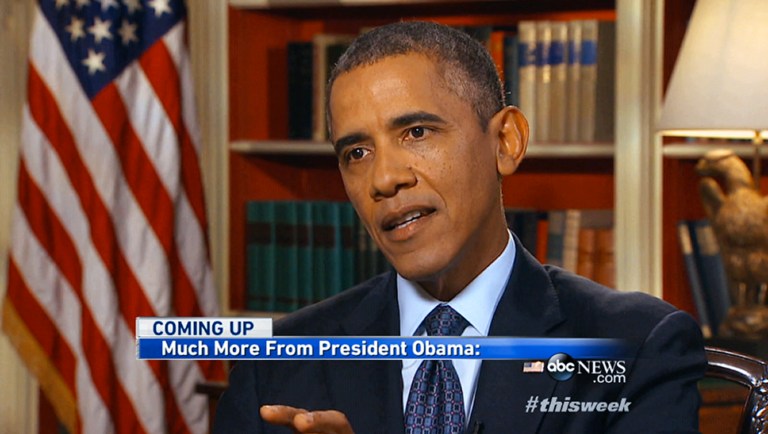   In this image from video pretaped at the White House in Washington Friday, Sept. 13, 2013, for Sunday morning's ABC's 