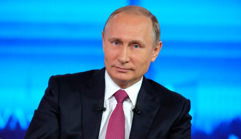 A poll found 87 percent of Russians said they had a lot or some confidence in Russian President Vladimir Putin's handling of world affairs. (Mikhail Klimentyev/Sputnik, Kremlin Pool Photo via AP)