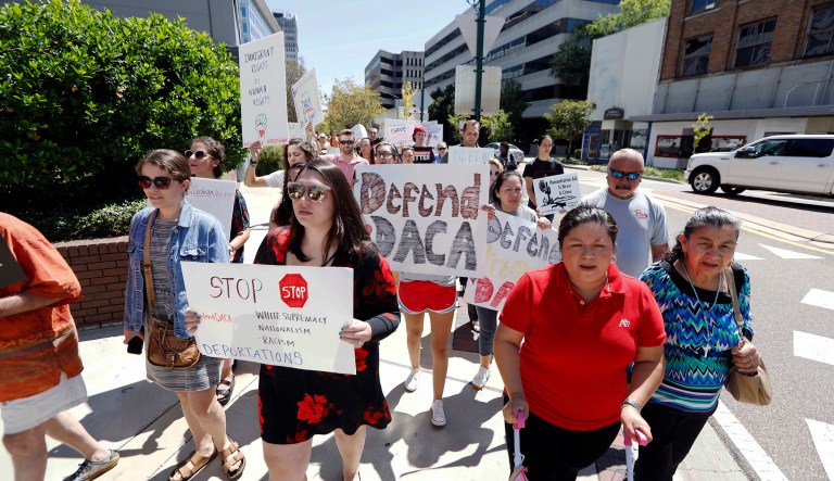 Sens. John Cornyn, R-Texas, and David Perdue, R-Ga., confirmed the president's wishes and made clear that any DACA fix would have to wait until 2018. (AP Photo/Rogelio V. Solis)