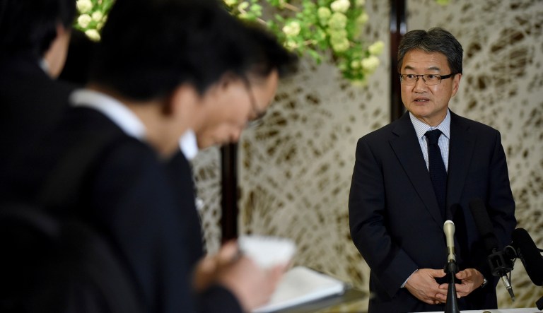 U.S. special representative for North Korea policy Joseph Yun answers questions from reporters. 