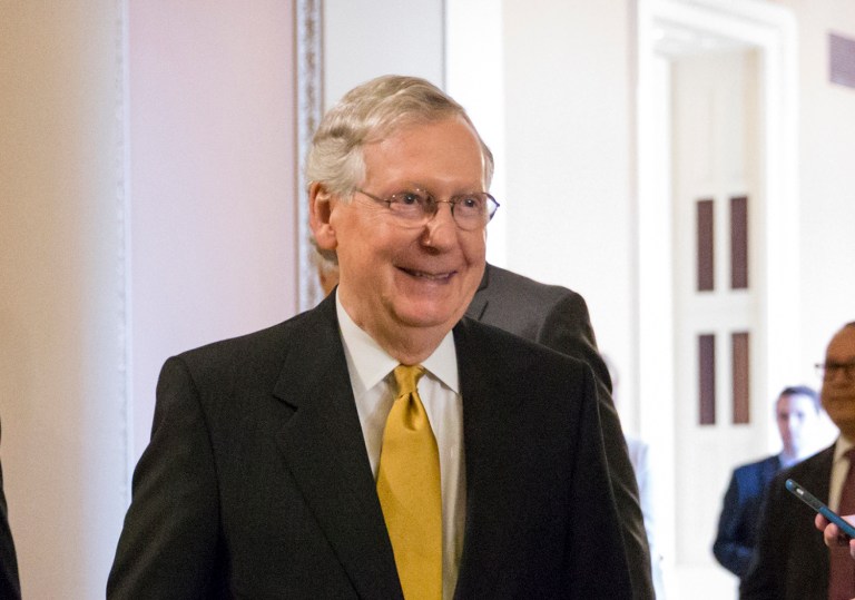 Senate Majority Leader Mitch McConnell said Friday he could rescind his support of Donald Trump should he continue to make inflammatory comments. (AP Photo/J. Scott Applewhite)