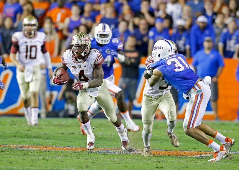 Florida State University trounced the Florida Gators with a 27-2 victory Saturday. The Seminoles' football Twitter account responded to Marco Rubio in a short but sweet bout of social media trolling. (AP Photo)