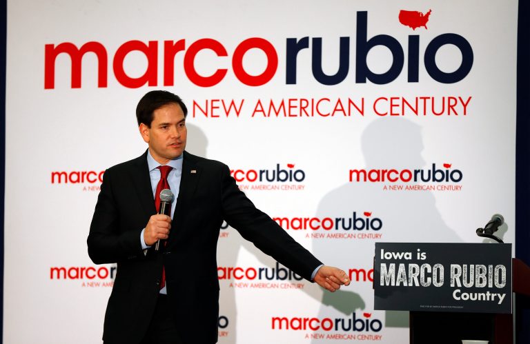Republican presidential candidate Sen. Marco Rubio, R-Fla., picked up the support of former Sen. Jon Kyl on Monday. (AP Photo/Paul Sancya)