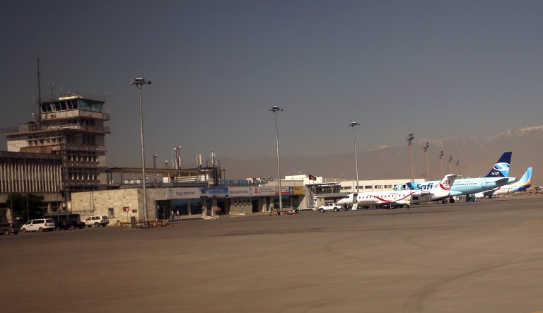 FILE - In this Wednesday, May 20, 2015 file photo a general view of Hamid Karzai International airport is pictured, in Kabul, Afghanistan. (AP Photo/Rahmat Gul, File)