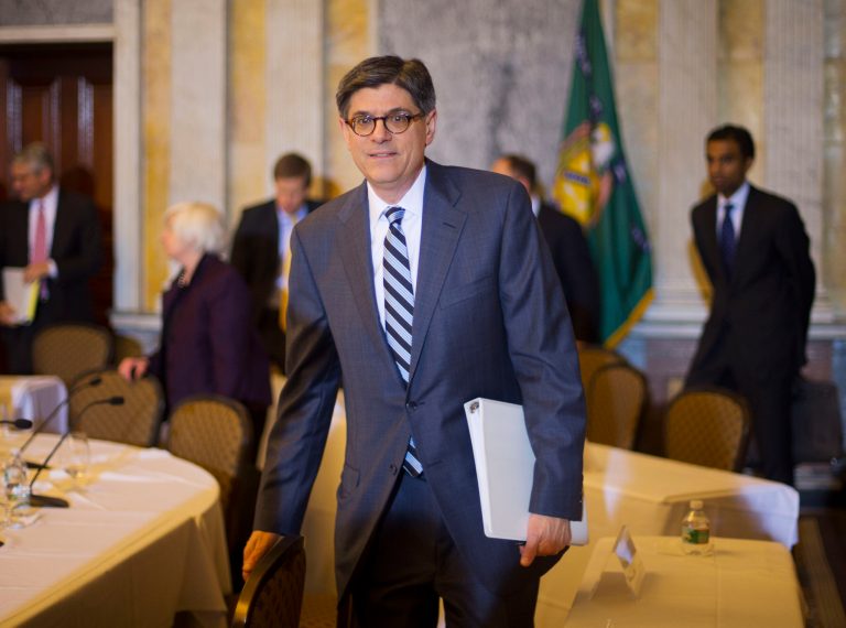 Treasury Secretary Jacob Lew leaves at the conclusion of the open session of the Financial Stability Oversight Council at the Treasury Department in Washington, Wednesday, Jan. 21, 2015. (AP Photo/Pablo Martinez Monsivais)