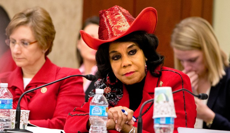 House Education and the Workforce Committee member Rep. Frederica Wilson, D-Fla., attends a conference of House and Senate negotiators on Capitol Hill in Washington. (AP Photo/Jacquelyn Martin)