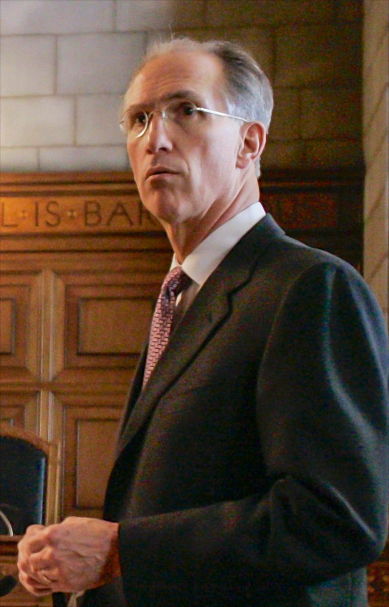 FILE - In a May 10, 2006 file photo, Omaha attorney David Domina appears before the Nebraska Supreme Court in Lincoln, Neb. Domina is expected to announce on Tuesday, Jan. 21, 2014 his bid for the US Senate seat being vacated by Republican Mike Johanns, R-Neb. (AP Photo/Nati Harnik, File)