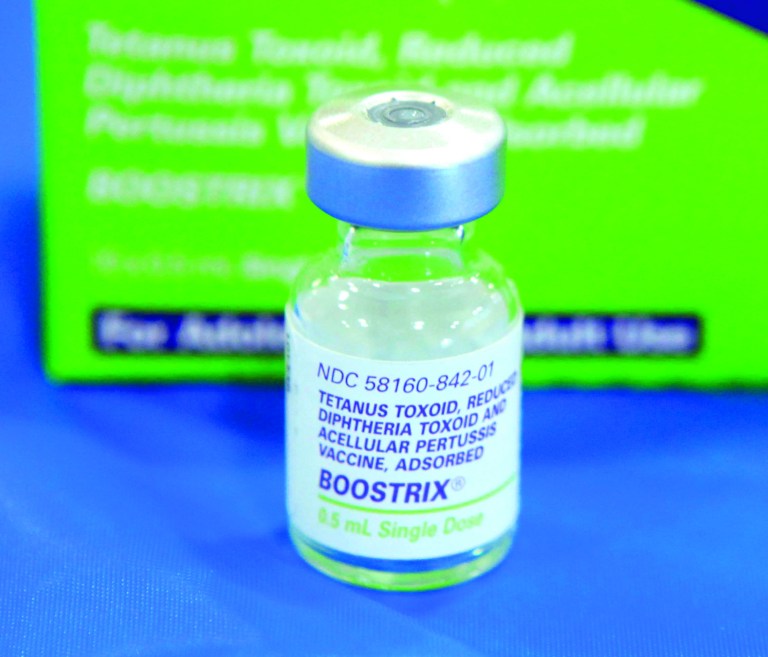 FILE - This Monday, Sept. 19, 2011 file photo shows an empty bottle of Tetanus, Diphthera and Pertussis, (whooping cough) vaccine at Inderkum High School in Sacramento, Calif. Health officials say the U.S. is on track to have the worst year for whooping cough in more than five decades. Nearly 18,000 cases have been reported so far - more than twice the number seen at this point last year, the Centers for Disease Control and Prevention said Thursday, July 19, 2012. At this pace, the number of whooping cough cases will surpass every year since 1959. (AP Photo/Rich Pedroncelli)
