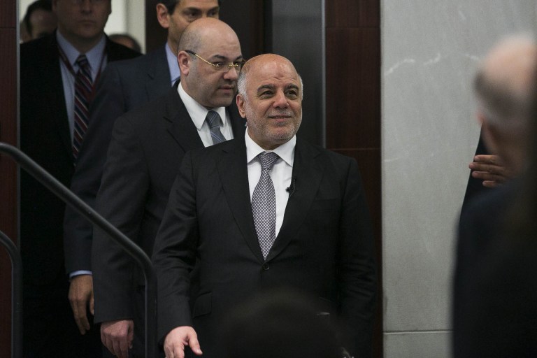 Prime Minister of Iraq Haider al-Abadi arrives at the Center for Strategic and International Studies in Washington on Thursday, April 16. 2015, to speak about the future of Iraq. (Graeme Jennings/Examiner)