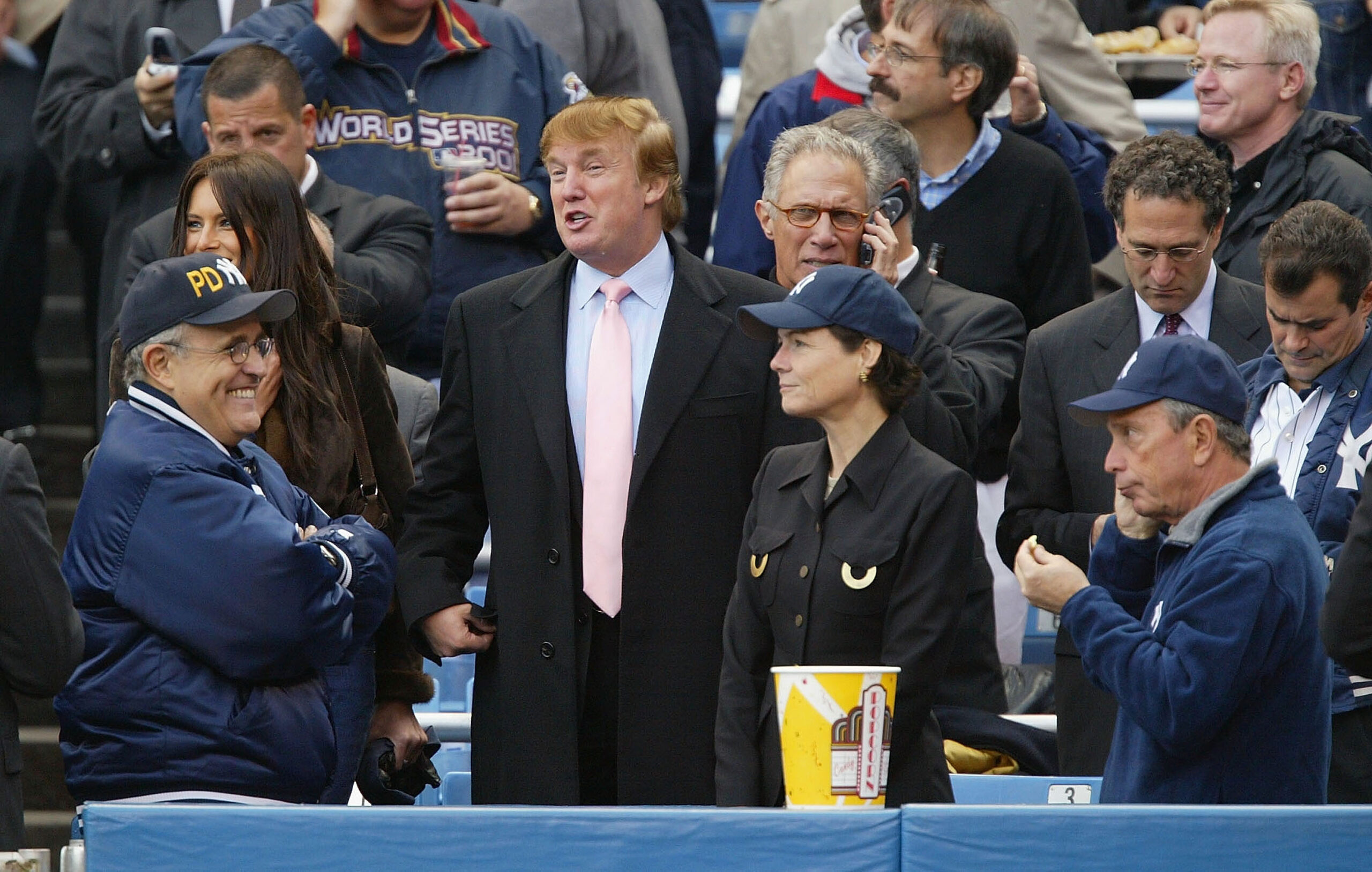 Photo: Bloomberg eats popcorn with Rudy and Trump