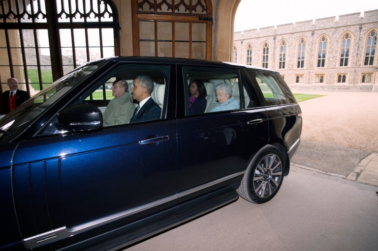 The drive lasted about 400 yards, from the grounds of Windsor Castle to the castle walls. (Geoff Pugh/Pool Photo via AP)