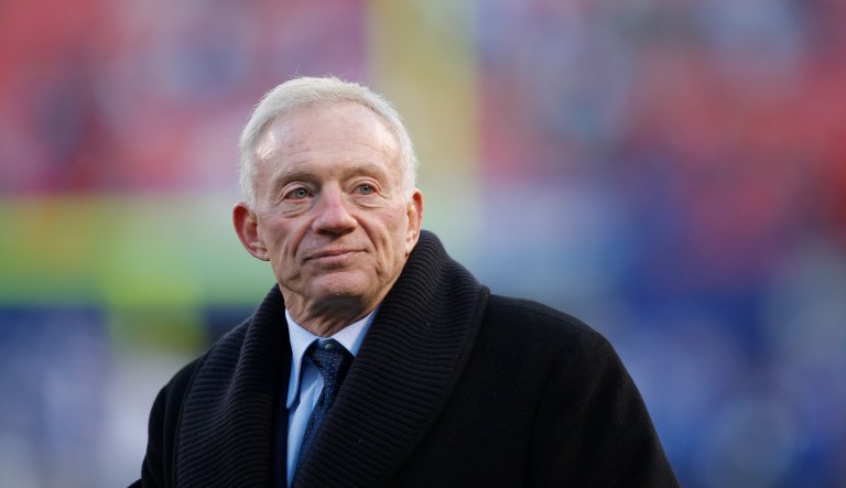 Sources say Dallas Cowboys owner Jerry Jones is particularly upset with head of the National Football League Roger Goodell due to his handling of players protesting the national anthem. (AP Photo/Kathy Willens)