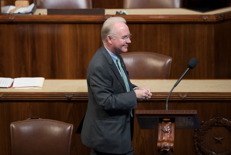 Rep. Tom Price, R-Ga., traded more than $300,000 in shares of health-related companies during the past four years, the Wall Street Journal reported in late December. Over that same period, Price authored or co-authored dozens of related bills in the House during this time that Democrats argue could affect the same companies' stock prices. (AP Photo/J. Scott Applewhite)