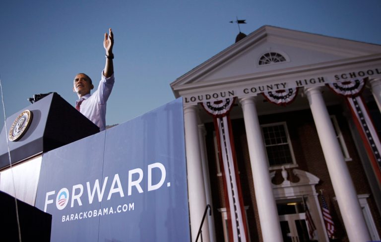 President Barack Obama speaks at a campaign event at Loudoun County High School, Thursday, Aug. 2, 2012 in Leesburg, Va. Obama is campaigning in Florida and Northern Virginia today. (AP Photo/Pablo Martinez Monsivais)