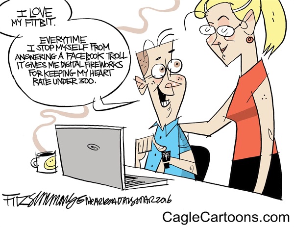 Editorial cartoon: Keeping fit with Facebook
