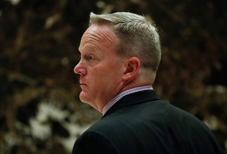 Sean Spicer said President-elect Trump delayed a press conference scheduled for Thursday on the steps he'll take to eliminate conflicts of interest because he hasn't quite figured out those steps yet. (AP Photo/Carolyn Kaster)