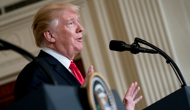 President Trump has threatened to apply a 25 percent tariff to all steel imports and a 10 percent tariff to all aluminum imports. (AP Photo/Andrew Harnik)